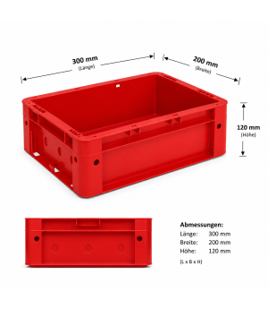 Transport-Stapelkasten 300x200x120 mm, rot