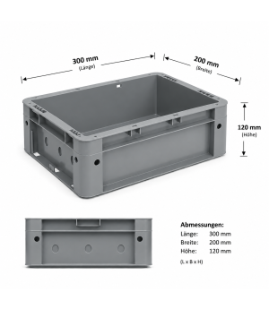 Transport-Stapelkasten VTK 300x200x120 mm, grau