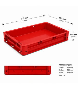 Transport-Stapelkasten 600x400x120 mm, rot