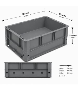 Transport-Stapelkasten VTK 600x400x320 mm, grau