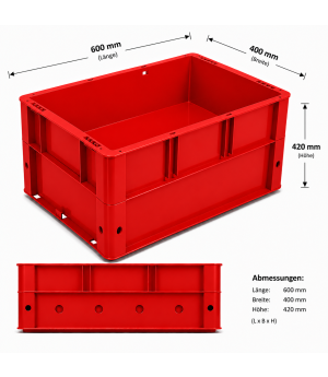 Transport-Stapelkasten 600x400x420 mm, rot