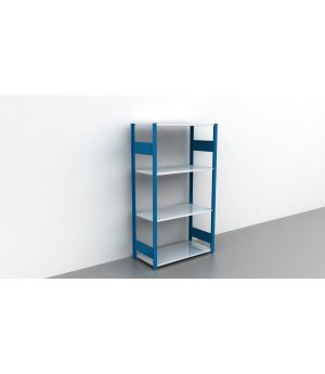 Schwerlastregal Grundregal 1800x750x300, 4 Ebenen, 150 kg Fachlast, Kreuzstrebe, RAL 5010 enzianblau/verzinkt