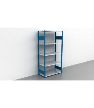 Schwerlastregal Grundregal 1800x750x300, 5 Ebenen, 250 kg Fachlast, Kreuzstrebe, RAL 5010 enzianblau/verzinkt