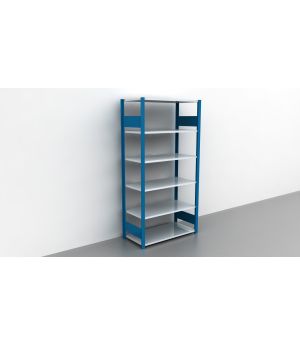 Schwerlastregal Grundregal 1800x1000x300, 6 Ebenen, 150 kg Fachlast, Kreuzstrebe, RAL 5010 enzianblau/verzinkt