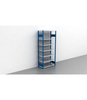 Schwerlastregal Grundregal 2300x1000x300, 7 Ebenen, 150 kg Fachlast, Kreuzstrebe, RAL 5010 enzianblau/verzinkt