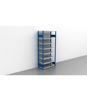 Schwerlastregal Grundregal 2300x1000x300, 8 Ebenen, 150 kg Fachlast, Kreuzstrebe, RAL 5010 enzianblau/verzinkt