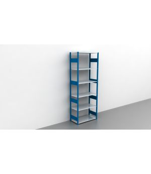 Schwerlastregal Grundregal 2750x1000x300, 6 Ebenen, 150 kg Fachlast, Kreuzstrebe, RAL 5010 enzianblau/verzinkt