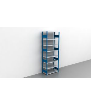 Schwerlastregal Grundregal 2750x750x300, 8 Ebenen, 250 kg Fachlast, Kreuzstrebe, RAL 5010 enzianblau/verzinkt