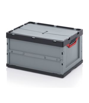 Faltbox mit Deckel FBD 64/32 in anthrazitgrau (RAL 7016), 600 × 400 mm