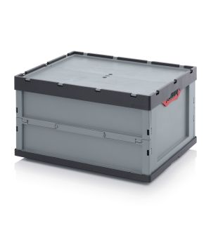 Faltbox mit Deckel FBD 86/445 in anthrazitgrau (RAL 7016), 800 × 600 mm