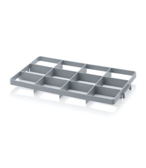 Kisteneinsätze für Eurobehälter 60 x 40 cm Gef 12 o in silbergrau (RAL 7001)