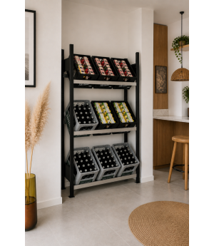 Getränkekistenregal Grundregal,3 Ebenen für 9 Kisten 1800x1000x300 mm, Schwarz/Silber SCHULTE Lagertechnik