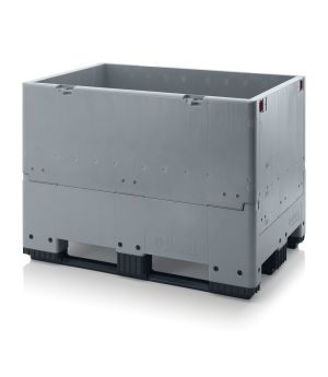 Klappbare Großladungsträger GLT 1208/91K in silbergrau (RAL 7001), 1200 × 800 mm