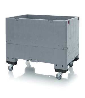 Klappbare Großladungsträger GLT 1208/91R in silbergrau (RAL 7001), 1200 × 800 mm