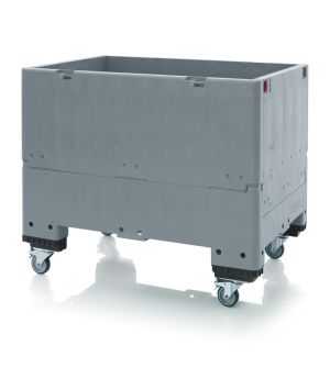 Klappbare Großladungsträger GLT 1208/91RB in silbergrau (RAL 7001), 1200 × 800 mm