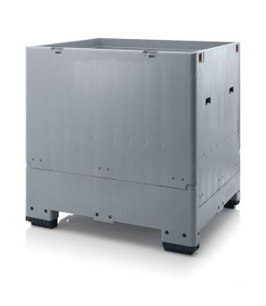 Klappbare Großladungsträger GLT 1210/125 in silbergrau (RAL 7001), 1200 × 1000 mm