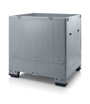 Klappbare Großladungsträger GLT 1210/125+D in silbergrau (RAL 7001), 1200 × 1000 mm