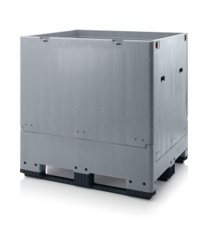 Klappbare Großladungsträger GLT 1210/125K in silbergrau (RAL 7001), 1200 × 1000 mm