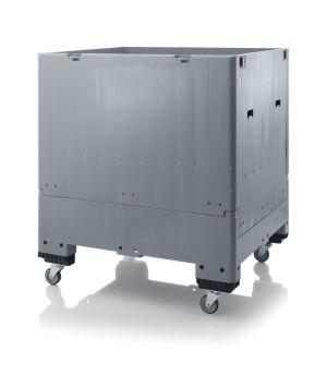 Klappbare Großladungsträger GLT 1210/125R in silbergrau (RAL 7001), 1200 × 1000 mm