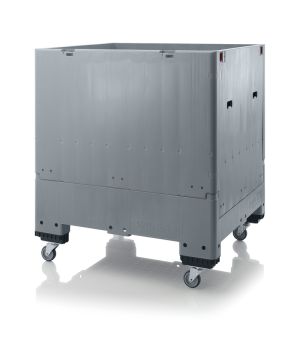Klappbare Großladungsträger GLT 1210/125R+D in silbergrau (RAL 7001), 1200 × 1000 mm
