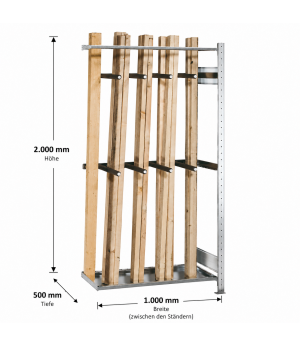 Langgutregal Anbauregal 2000x1000x500 mm verzinkt, 150 kg Fachlast, 8 Fachverteiler von SCHULTE Lagertechnik