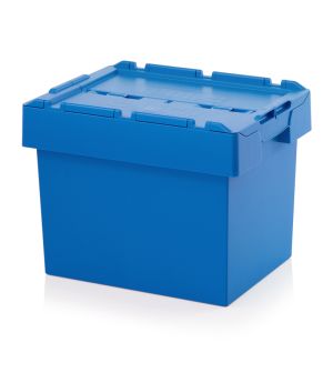 Mehrwegbehälter mit Deckel MBD 6442 in himmelblau (RAL 5015), 600 × 400 mm