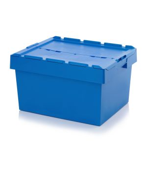 Mehrwegbehälter mit Deckel MBD 8642 in himmelblau (RAL 5015), 800 × 600 mm
