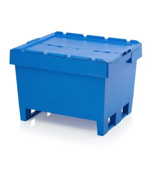 Mehrwegbehälter mit Deckel MBD 8642K in himmelblau (RAL 5015), 800 × 600 mm