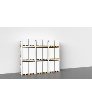 Palettenregal für Außen, Feuerverzinkt, Einfachregal, 3 Felder á 1.825 mm - 4.500x5.875x1.100 mm (HxBxT), 3 Lagerebenen, 2.000 kg Fachlast