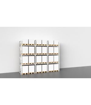 Palettenregal für Außen, Feuerverzinkt, Einfachregal, 3 Felder á 1.825 mm - 4.500x5.875x1.100 mm (HxBxT), 4 Lagerebenen, 2.000 kg Fachlast