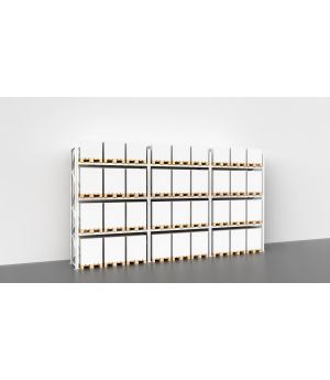 Palettenregal für Außen, Feuerverzinkt, Einfachregal, 3 Felder á 2.700 mm - 4.500x8.500x1.100 mm (HxBxT), 4 Lagerebenen, 3.000 kg Fachlast