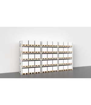 Palettenregal für Außen, Feuerverzinkt, Einfachregal, 3 Felder á 2.700 mm - 4.500x8.500x1.100 mm (HxBxT), 5 Lagerebenen, 3.000 kg Fachlast