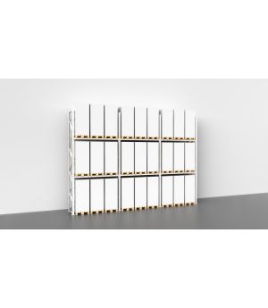 Palettenregal für Außen, Feuerverzinkt, Einfachregal, 3 Felder á 2.700 mm - 6.000x8.500x1.100 mm (HxBxT), 3 Lagerebenen, 3.000 kg Fachlast
