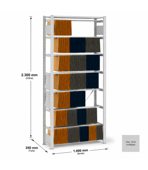 Pendelhefterregal Grundregal Leitz/Elba 2300x750x350 mm, 7 Pendelstangen