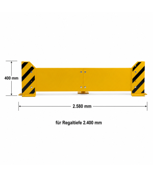 Rammschutzwand für Doppelregal, 2x 1.100 mm Regaltiefe, 400 mm Höhe