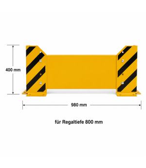 Rammschutzwand für Einfachregal, 800 mm Regaltiefe, 400 mm Höhe