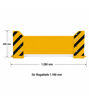 Rammschutzwand für Einfachregal, 1.100 mm Regaltiefe, 400 mm Höhe