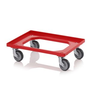 Transportroller Kompakt mit Gummirädern RO 64 GU-3020 in verkehrsrot (RAL 3020), 616 × 416 mm