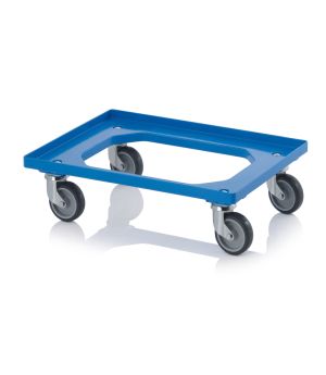 Transportroller Kompakt mit Gummirädern RO 64 GU-5015 in himmelblau (RAL 5015), 616 × 416 mm