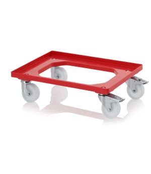 Transportroller Kompakt mit Polyamid-Rädern RO 64 PA FE-3020 in verkehrsrot (RAL 3020), 616 × 416 mm