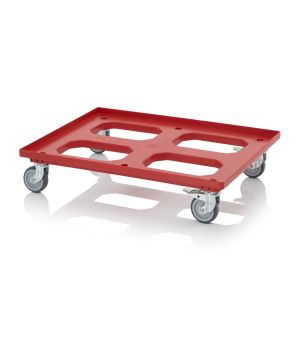 Transportroller Maxi HD mit Gummirädern RO 86.4 HD GU FE-3020 in verkehrsrot (RAL 3020), 817 × 617 mm