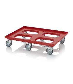 Transportroller Maxi HD mit Gummirädern RO 86.6 HD GU FE-3020 in verkehrsrot (RAL 3020), 817 × 617 mm