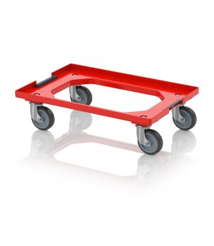 Transportroller Kompakt mit Verknüpfungssystem und Gummirädern RO V 64 GU-3020 in verkehrsrot (RAL 3020), 616 × 416 mm