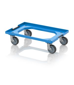 Transportroller Kompakt mit Verknüpfungssystem und Gummirädern RO V 64 GU-5015 in himmelblau (RAL 5015), 616 × 416 mm