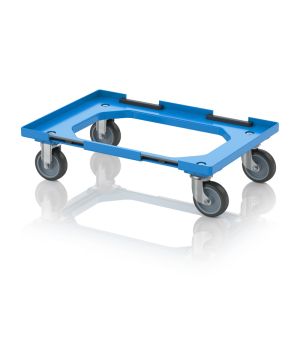 Transportroller Kompakt mit Verknüpfungssystem und Gummirädern RO V 64 GU BO.L-5015 in himmelblau (RAL 5015), 616 × 416 