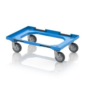 Transportroller Kompakt mit Verknüpfungssystem und Gummirädern RO V 64 GU FA.L-5015 in himmelblau (RAL 5015), 616 × 416 