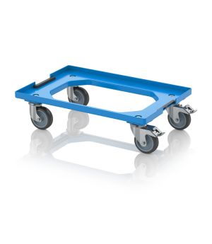Transportroller Kompakt mit Verknüpfungssystem und Gummirädern RO V 64 GU FE-5015 in himmelblau (RAL 5015), 616 × 416 mm