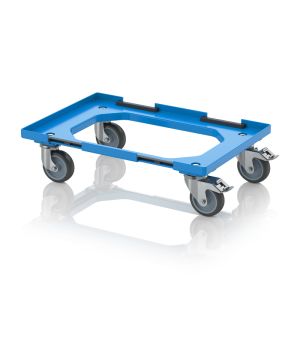 Transportroller Kompakt mit Verknüpfungssystem und Gummirädern RO V 64 GU FE.L-5015 in himmelblau (RAL 5015), 616 × 416 