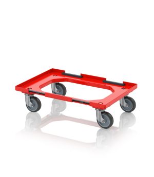 Transportroller Kompakt mit Verknüpfungssystem und Gummirädern RO V 64 GU.L-3020 in verkehrsrot (RAL 3020), 616 × 416 mm