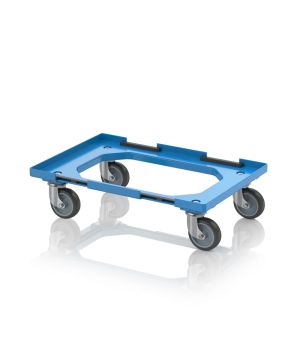 Transportroller Kompakt mit Verknüpfungssystem und Gummirädern RO V 64 GU.L-5015 in himmelblau (RAL 5015), 616 × 416 mm